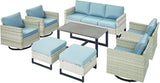 Wicker Outdoor Patio Furniture Set - 8 Piece Patio Conversation Set with 4 Swivel Rocker Chairs, 2 Rattan Ottoman - Photo 1