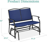 Best Choice Products 2-Person Outdoor Patio Swing Glider Steel Bench Loveseat Rocker for Deck, Porch w/Textilene Fabric - Photo 3
