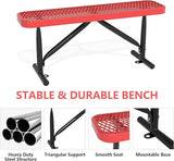 4 Feet Outdoor Steel Bench, Red Heavy Duty Metal Park Bench for Outside, Weatherproof Dock Bench - Photo 3