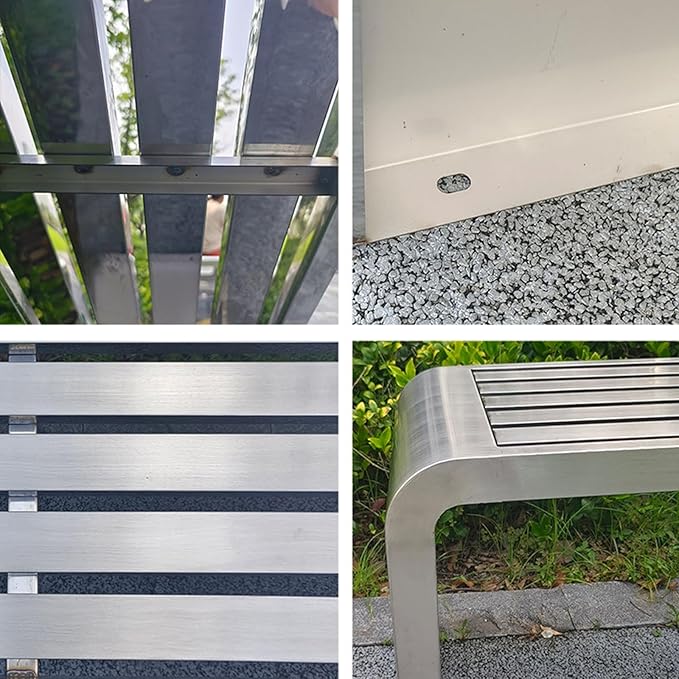 Metal Garden Benches for Outdoors Weatherproof 304 Stainless Steel Metal Outdoor Bench Backless Park Benches for Front Porch Patio Garden Commercial Entryway Ready to Use(120x40x45cm)