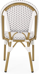 Christopher Knight Home Philomena Outdoor French Bistro Chair (Set of 4), Gray + White + Bamboo Print Finish - Photo 9