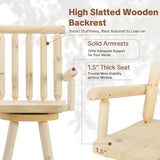 HOMEDIARY 3 Piece Outdoor Swivel Adirondack Bar Set, 41.9" Patio Log Bar Height Table & 2 Bar Stools with High Back - Photo 5