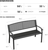 Outdoor Bench, 50 inches Metal Garden Bench, Cast Iron Steel Frame Patio Chairs w/Oval Pattern Backrest for Park, Yard - Photo 2