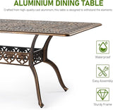 VINGLI 8-Person Outdoor Dining Table, Metal Dining Table with Umbrella Hole Cast Aluminum Patio Table - Photo 6