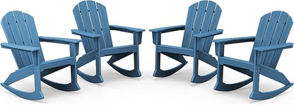 SERWALL Outdoor Adirondack Rocking Chairs Set of 4, All-Weather HDPE Rocker Chair for Front Porch, Patio, Lawn, Deck, Navy