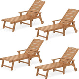 LUE BONA Outdoor Chaise Lounge Chairs Set of 4, HDPS Chaise Lounger, 5 Positions Adjustable Lounge Chairs - Photo 1
