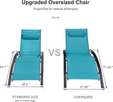 PURPLE LEAF Patio Oversized Chaise Lounge Chair Set with Side Table Poolside Adjustable Recliner Chairs for Outside - Photo 2