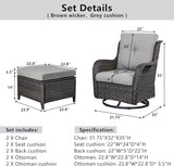 Belord Outdoor Swivel Chairs Set of 2, Patio Wicker Rocker Chairs with Ottomans - Photo 9