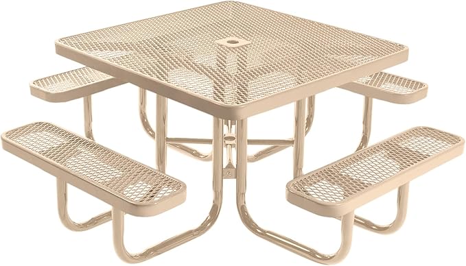 COATEDOUTDOORFURNITURE Heavy-Duty Portable Outdoor Picnic Table with Umbrella Hole - Photo 1