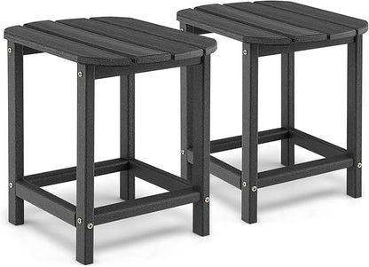 Giantex Side Table Outdoor Small Patio Table 18” Adirondack Table, Weather Resistant End Tables, Outside Square Tea Table for Patio, Backyard, Poolside, Garden, Balcony (2, Black)