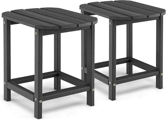 Giantex Side Table Outdoor Small Patio Table 18” Adirondack Table, Weather Resistant End Tables, Outside Square Tea Table for Patio, Backyard, Poolside, Garden, Balcony (2, Black)
