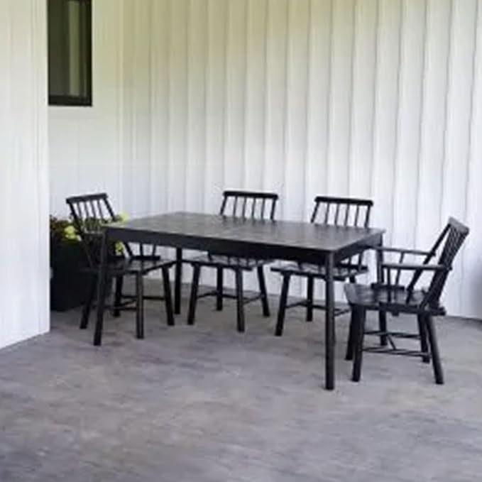 Four Seasons Courtyard 250 Pound Capacity Robust Classic Design Farmhouse Armless Indonesian Hardwood Chair for Indoor or Outdoor Use, Black