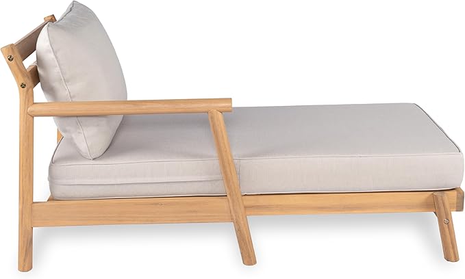 Christopher Knight Home Jorine Outdoor Acacia Wood Sofa, 78" L Shaped Sofa Set, Chaise Lounge and Loveseat Set, 3 Seater Couch, Patio Lounge, Upholstered Couch for Patio Backyard Garden, Teak+Beige