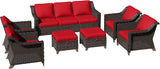7 Pieces Patio Conversation Furniture Set - 1 Sofa, 2 Ottomans, 4 Armchairs - Photo 6