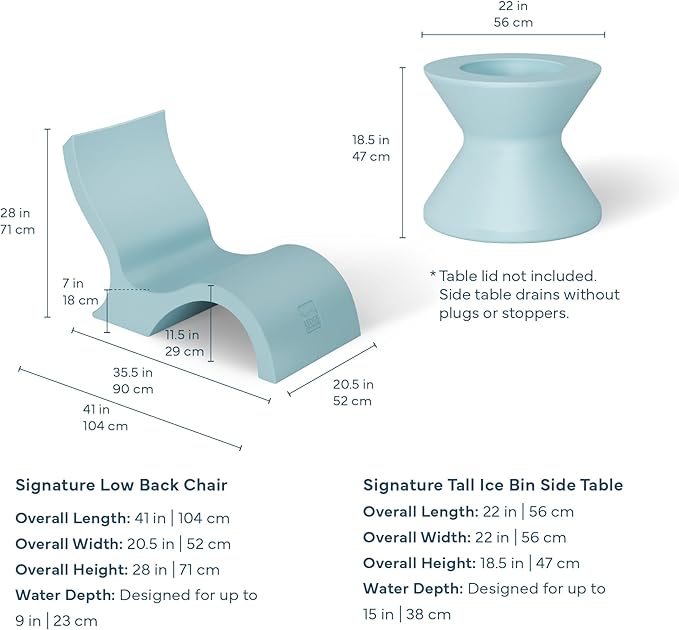 Ledge Lounger Signature Lowback Chair Set - Two Chairs - Ice Bin Side Table - in-Pool - On-Deck - Water Depths 0-9” - Photo 6