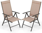 Giantex 2 Pack Folding Patio Chairs, High Back Outdoor Chairs with 7-Level Adjustable High Backrest - Photo 1