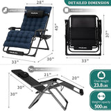 UDPATIO Oversized Zero Gravity Chair Set of 2, 33In XXL Patio Reclining Chair with Cushion, Outdoor Folding Recliner - Photo 5