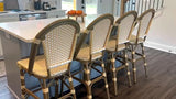 PURPLE LEAF French Bar Stool Set of 4 Bamboo Print Finish Patio Bar Stools with Back Rattan Bar Chairs Wicker Bar - Photo 2