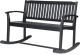 Patio Rocking Loveseat, 2 Person Outdoor Rocker Bench, Acacia Wood Patio Rocking Loveseat with Armrests - Photo 6