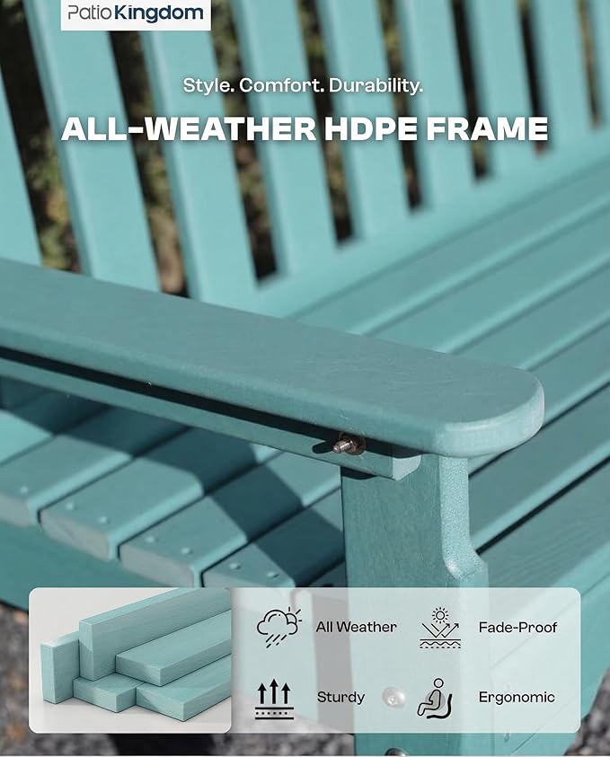HDPE Garden Bench, All Weather 2-Person Outdoor Benches, Rust Free & Fade Resistant Patio Benches for Garden, Porch, Backyard, Deck, Lawn, Balcony, Poolside (Light Blue, 2 Benches)