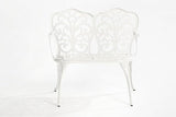 Patio Garden Bench Metal Park Bench Cast Aluminum Outdoor Furniture with Floral Rose for Patio,Park,Lawn,Yard White - Photo 6