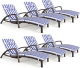 Chaise Lounge Chairs Outdoor Set of 6, Comfy Outside Wicker Patio Pool Lounge Chair w/ 5 Adjustable Back Angle - Photo 1