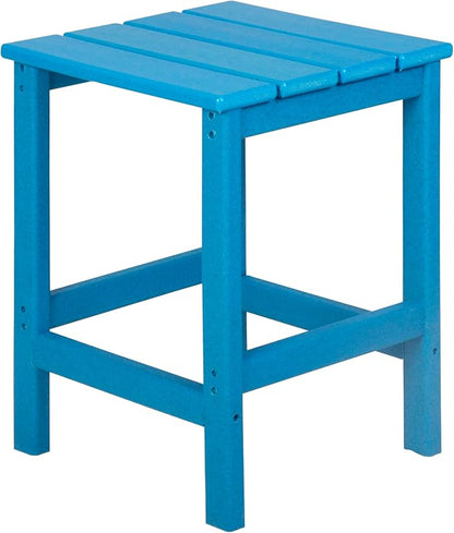 WestinTrends Malibu Outdoor Lounge Chairs, 3-Pieces Adirondack Chair Set with Ottoman and Side Table, All Weather Poly Lumber Patio Lawn Folding Chair for Outside Pool Garden Backyard, Pacific Blue
