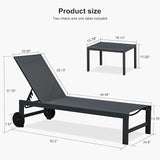 PURPLE LEAF Patio Lounge Chair Set for 4 Outdoor Chaise Lounge with Adjustable Backrest and Easy-to-Move Wheels - Photo 3