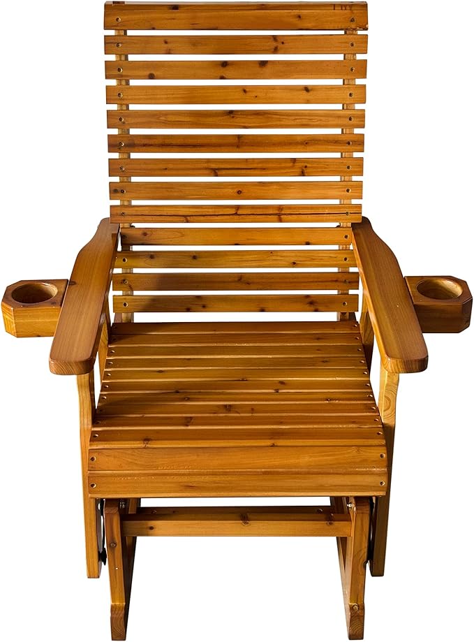 Fortune Candy Patio Glider with Cup Holders, High Roll Back and Deep Contoured Seat, Heavy Duty 600 Lb (Warm Brown - Photo 8