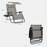 Best Choice Products 30” Wide Folding Zero Gravity Outdoor Recliner Patio Lounge Chair w/Adjustable Canopy Shade - Photo 2