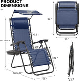 MoNiBloom Zero Gravity Chairs Set of 2, Patio Anti Gravity Recliner with Canopy Shade - Photo 3