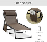 Outsunny Folding Chaise Lounge Chair, Patio Sun Tanning Chair, Outdoor Chaise Lounger with 5-Position Reclining Back - Photo 7