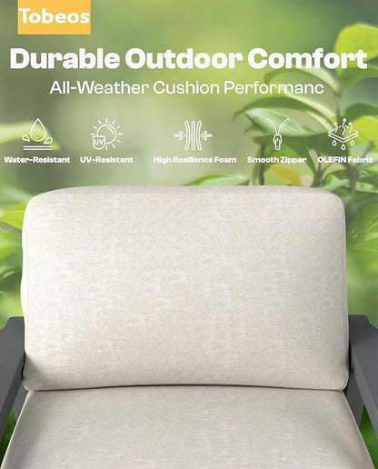 HDPE Patio Furniture Set 10 Seats, Outdoor Couch with Washable Thick Beige Cushions & Coffee Table & Side Table, Outdoor Sectional Furniture for Backyard, Deck, Lawn, Porch (Gray Frame)