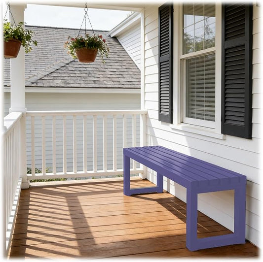 Outdoor Garden Bench, 2-Person Metal Patio Benches Weatherproof Outside Backless Bench 3.3ft 3.9ft 4.9ft 5.9ft Front Porch Seat Outdoor for Park, Yard, Lawn and Backyard Outside Chair(Purple,5.9ft)