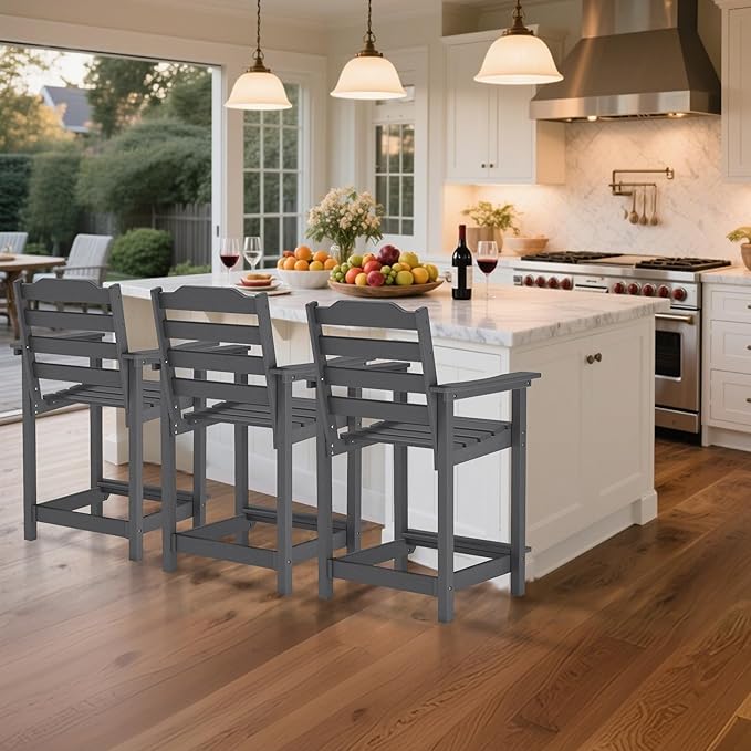 Tall Adirondack Chair, All Weather Resistant Adirondack Bar Stools for Patio, Lawn, Garden, Swimming Pool - Photo 6