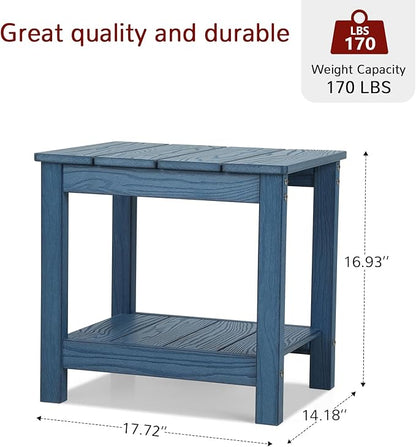 Stoog All-Weather Patio Rocking Chairs Set of 2 with Table, 3 Piece Patio Furniture Set, Never Fade or Rot, for Backyard, Lawn, Garden and Pool, Blue