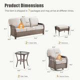 10 Pieces Wicker Patio Furniture Sets Swivel Chairs, All Weather Wicker 3 Seater Sofa with Ottomans Rattan Side Table - Photo 2