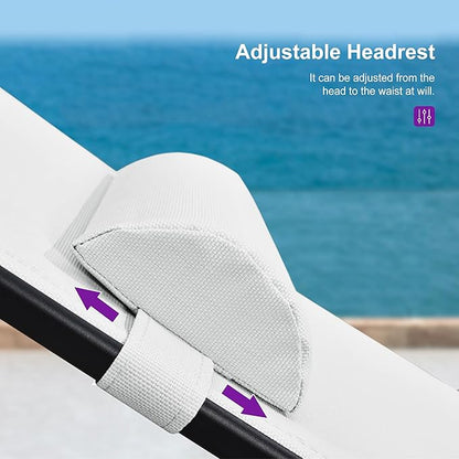PURPLE LEAF Patio Oversized Chaise Lounge with 15FT Umbrella Outdoor Lounge Chair Beach Pool Sunbathing Lawn Lounger, Base and Side Table Included, White