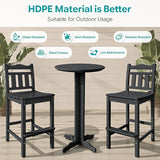 3-Piece Outdoor Bar Set, HDPE Adirondack Bar Height Chairs Set of 2 and Round Bar Table - Photo 6