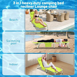 3-in-1 Heavy Duty Tanning Chair with Face Hole Adjustable 5-Position Folding Chaise Lounge Chairs Outside Portable Lay - Photo 5