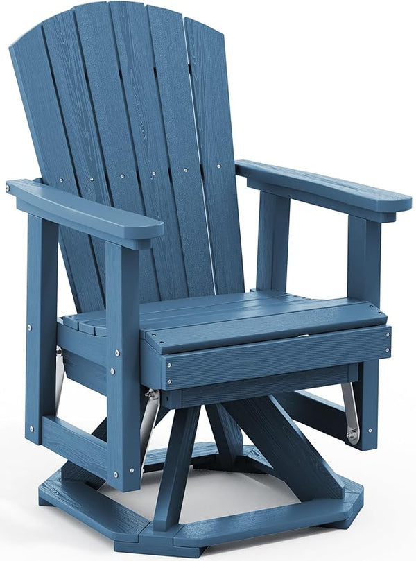 SERWALL Adirondack Swivel Glider Chair, HDPE Patio Glider for Outdoor, All-Weather Glider Chair for Porch, Balcony - Photo 1