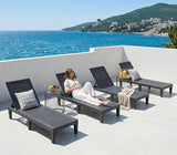 Chaise Lounge Chair Outdoor Set of 3 for Patio, Weather-Resistant Tanning Chair Recliner with Adjustable Backrest - Photo 7