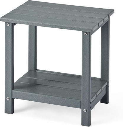 Amazon Basics Outdoor Side Table, 42cm x 32cm x 42cm, Wood-Like Grey, 1-Pack