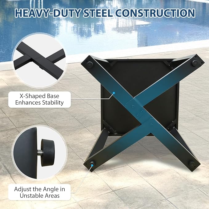 COOS BAY Iron Luxe Outdoor Side Table, Modern Weather Resistant Steel Patio End Table for Backyard, Garden, Deck, Porch, Balcony, Black
