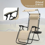 Athena Collection Patio Chairs Set of 2 Reclining Lounge Chair with Cup Holder and Pillow Fabric Camping Chairs with - Photo 8