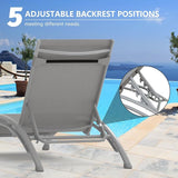 Domi Pool Lounge Chairs Set of 3, Adjustable Aluminum Outdoor Chaise Lounge Chairs with Metal Side Table - Photo 4