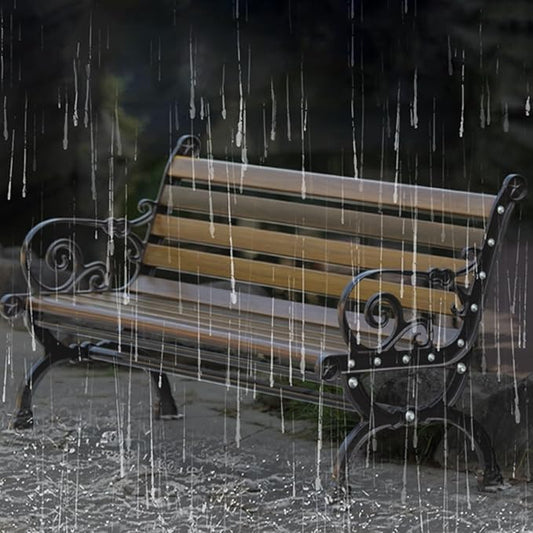 Outdoor Bench, 2-Seater Garden Bench, Metal Bench with Backrest and Armrests, Park Patio Bench with Slatted Wood Seat, for Gardens, Courtyards, Corridor Entrances, Patios(Black,150cm/59in)