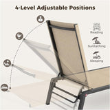 Patio Chaise Lounge Set of 2 with 4 Adjustable Backrest, Foldable Aluminum Chaise Lounge Chair Recliner for Outdoor - Photo 4