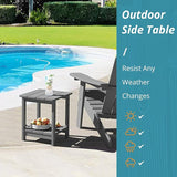 LUE BONA Adirondack Outdoor Side Table, 2-Tier Dark Grey HDPS Patio End Table Weather Resistant - Photo 4