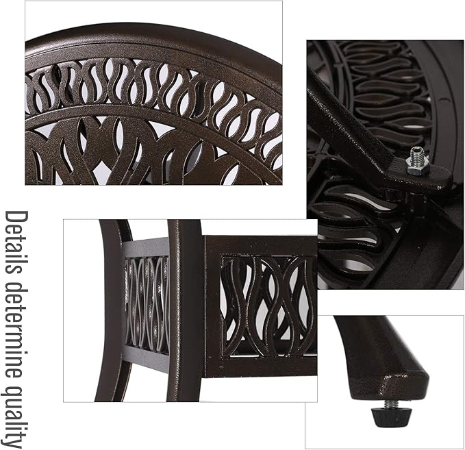 YUSING 5 Piece Patio Bistro Set，Cast Aluminum Antique Copper Outdoor Furniture Round Bar Height Dining Table and Swivel - Photo 4